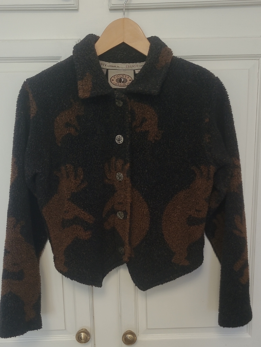 Vintage 90s County Clothing Co. Cozy Black & Brown Fleece Jacket